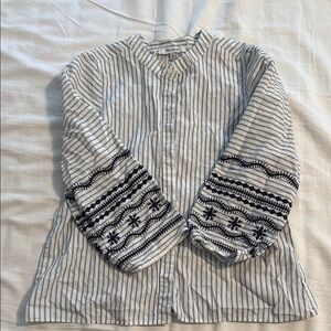 Madewell Black and White Striped Button-Up Blouse